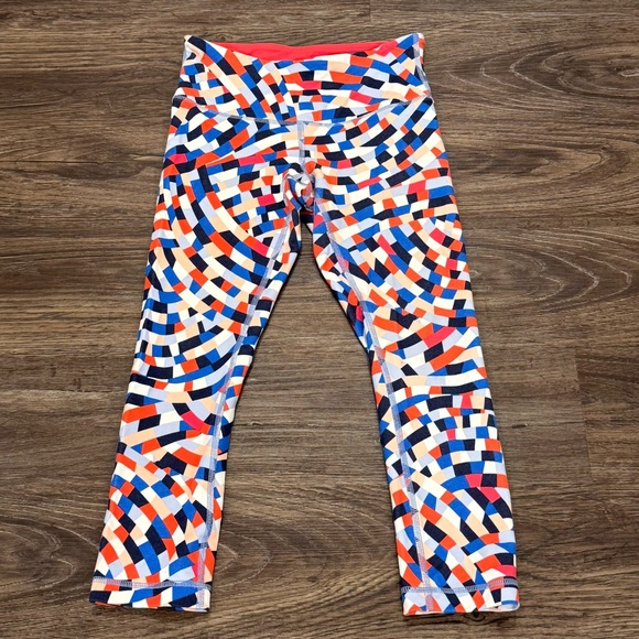 Lululemon Wunder Under Capoeira Mosaic Geometric Multicolor Crop Leggings Size 4 - Picture 1 of 6